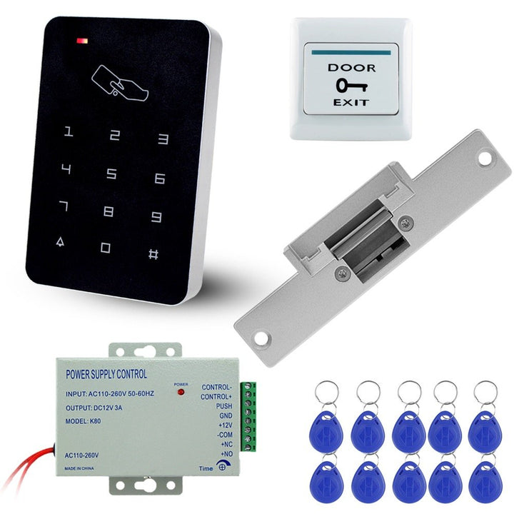 Libo Komplettes Set RFID-Zugangskontrollsystem mit elektrischer Verriegelung Typ NC, Stromversorgung