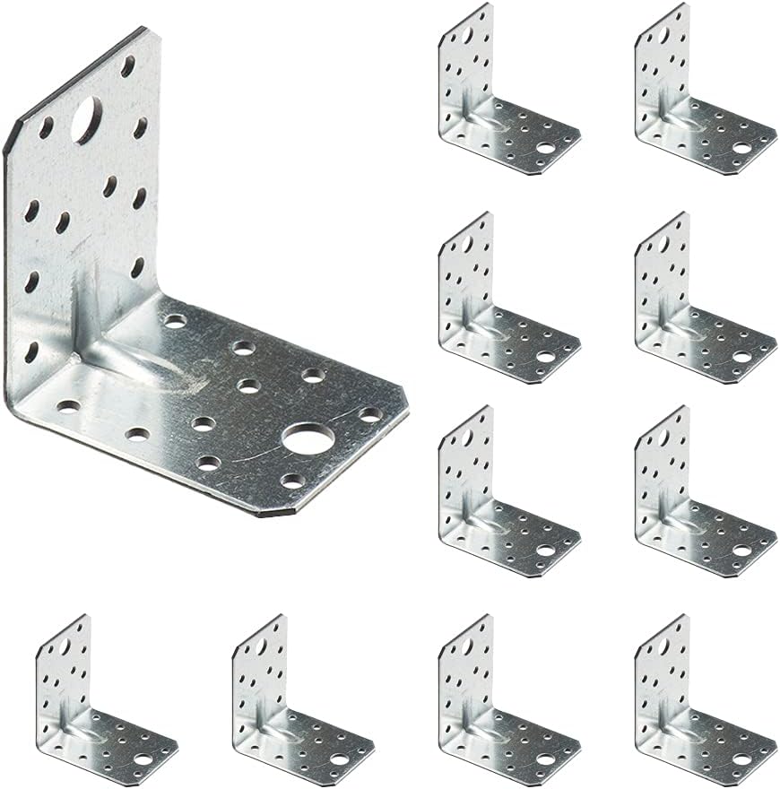 VHG Schwerlast Winkelverbinder mit Sicke 10er Set (70 x 70 x 55 x 1.5) - 90 Grad L Klammern Eckwinke