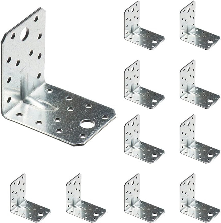 VHG Schwerlast Winkelverbinder mit Sicke 10er Set (70 x 70 x 55 x 1.5) - 90 Grad L Klammern Eckwinke