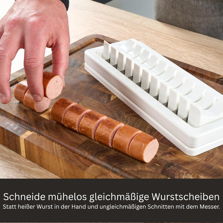 Currywurstschneider für zu Hause | schnelle & gleichmässige Würstchenscheiben | Langlebige Gelenke +