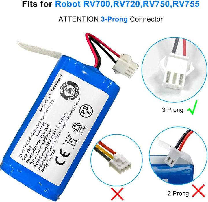 XITAIAN 14.4V 36Wh 2600mAh INR18650 M26-4S1P Ersatzakku für ECOVACS Roboter Staubsauger 2349 4INR19/