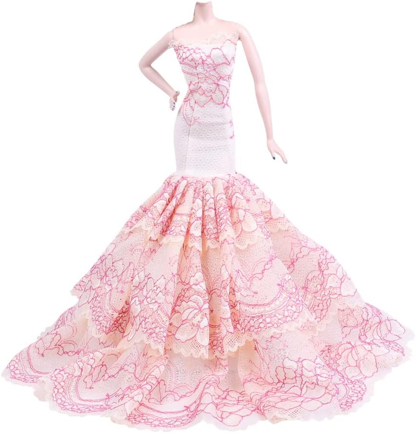 Kleidung und Zubehör für Puppenpuppen, 3 Sets Kleider für Brautkleider mit Schleier Abendrock Abendk