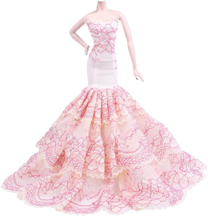 Kleidung und Zubehör für Puppenpuppen, 3 Sets Kleider für Brautkleider mit Schleier Abendrock Abendk