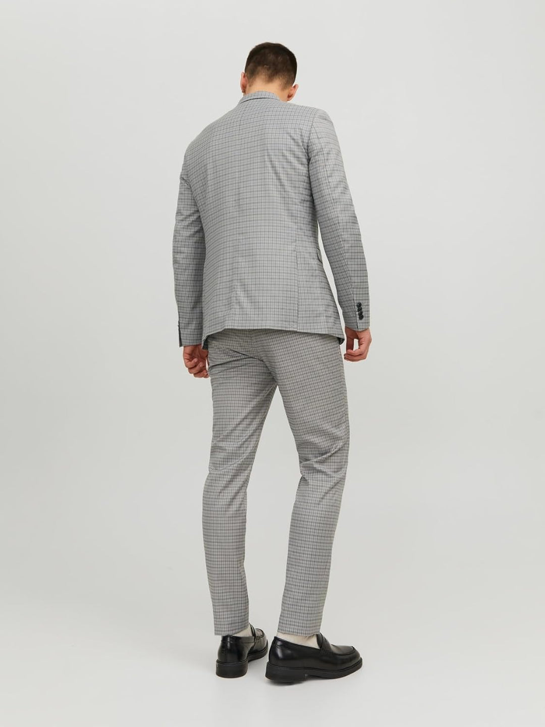 JACK & JONES Herren Jprfranco Check Suit Sn Anzug 54 Light Grey Melange/Checks:super Slim Fit, 54 Li