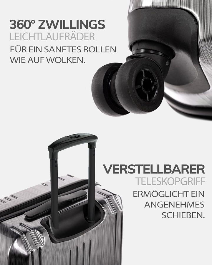 FERGÉ Kofferset Hartschale 3-teilig + TSA Schloss Cannes Trolley-Set - Handgepäck 55 cm, L und XL 3e