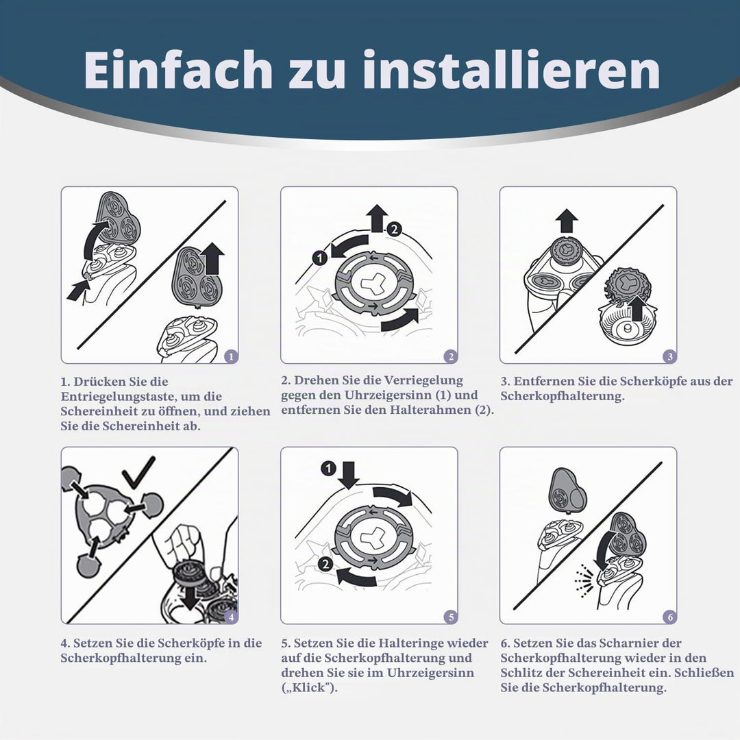Komplette Ersatz Rasierkopf, kompatibel mit Philips Norel * o Serie 9000 Rasierköpfe, Modell SH90, M