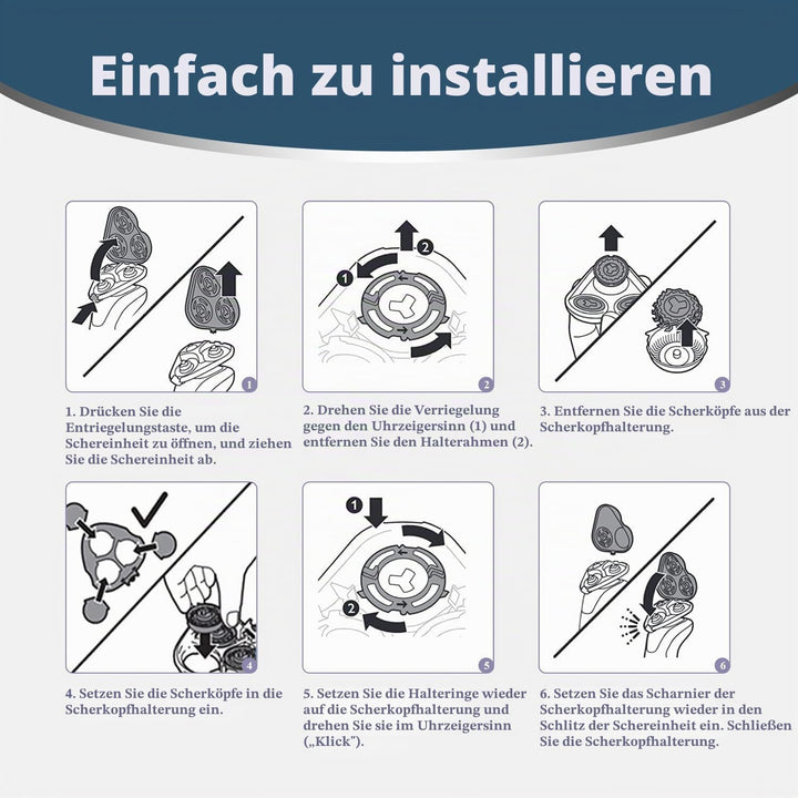 Komplette Ersatz Rasierkopf, kompatibel mit Philips Norel * o Serie 9000 Rasierköpfe, Modell SH90, M
