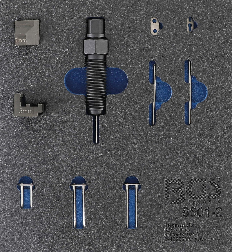 BGS 8501-2 | Werkstattwageneinlage 1/6: Ergänzungssatz für Steuerketten-Nietgerät (Art. 8501) | geei