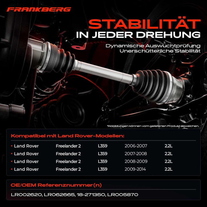 Frankberg Antriebswelle Vorderachse Links Kompatibel mit Freelander 2 FA 2.2L 2006-2014 Freelander 2