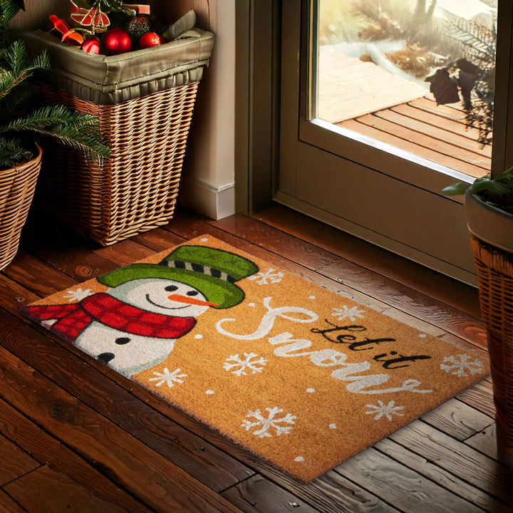 BRUBAKER Fussmatte für Aussen und Innen - Let It Snow - Schneemann Weihnachtsfussmatte - 45 x 75 cm