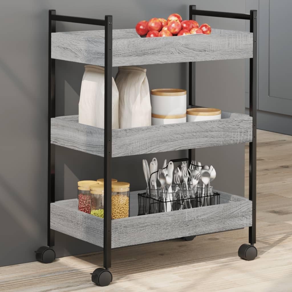 vidaXL Küchenwagen, Servierwagen mit viel Stauraum, Rollwagen Trolley für Küche Bar, Gemüsewagen Meh