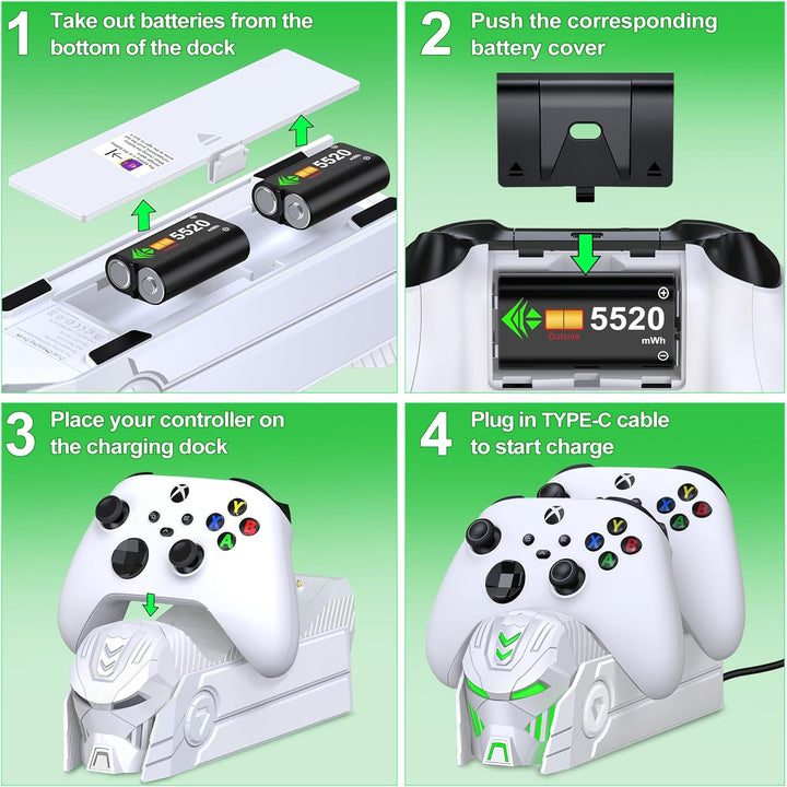 Akku für Xbox/Series x/Xbox One Controller, Xbox Controller Ladestation mit 2 Stück Grosser Kapazitä
