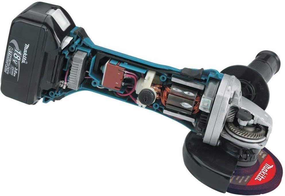Makita Akku-Winkelschleifer, (18 V im Makpac mit 2 Akkus 4,0 Ah + Ladegerät), DGA452RMJ, im MAKPAC m