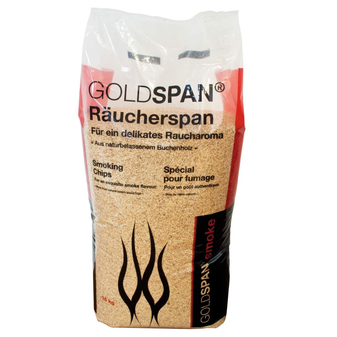 15kg GOLDSPAN Smoke Räucherspäne (Körnung 10/40 3,0 - 5,0mm) Räuchern Buche Smoking Chips Räuchermeh