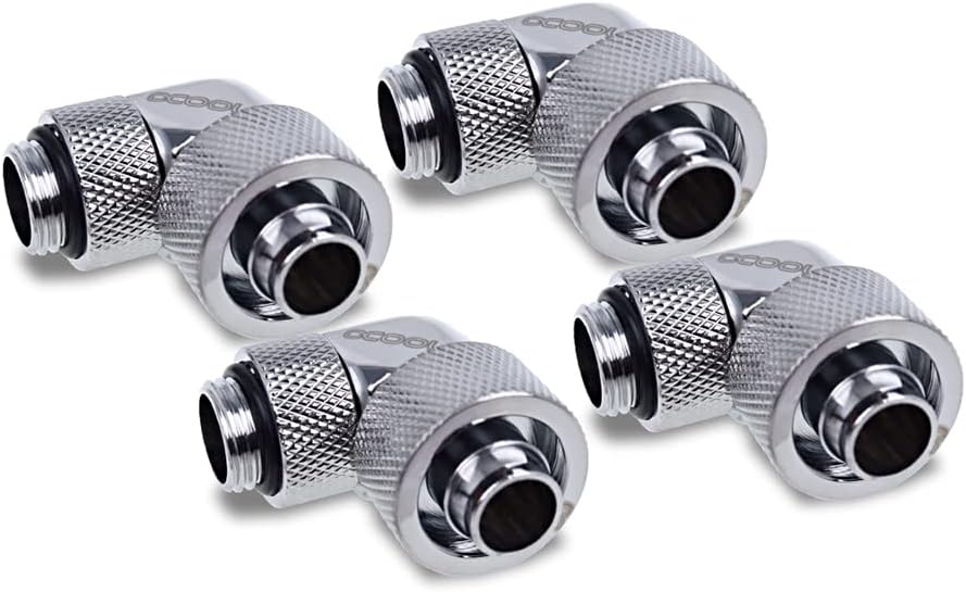 Alphacool 17614 Eiszapfen 16/10mm Anschraubtülle 90° drehbar G1/4-4pcs Set Chrome Achluss