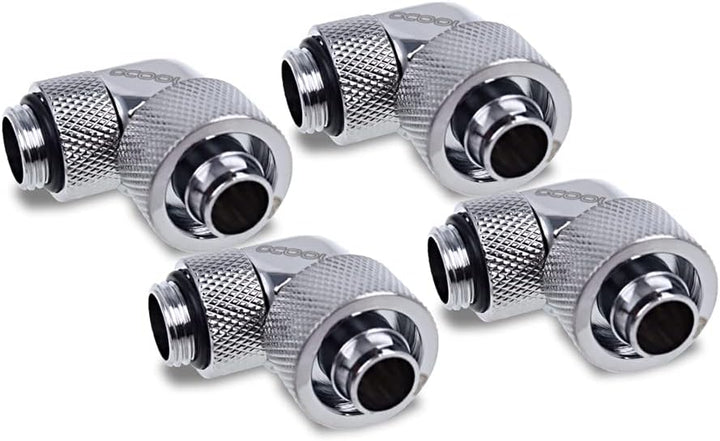 Alphacool 17614 Eiszapfen 16/10mm Anschraubtülle 90° drehbar G1/4-4pcs Set Chrome Achluss