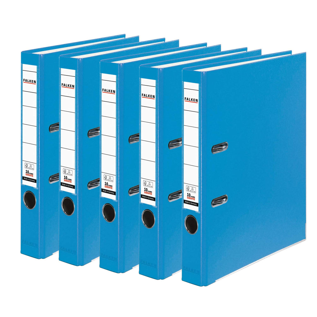 Original Falken 5er Pack PP-Color Kunststoff-Ordner. Made in Germany. 5 cm schmal DIN A4 Pastell-Far