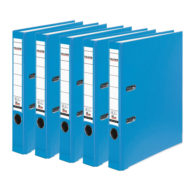 Original Falken 5er Pack PP-Color Kunststoff-Ordner. Made in Germany. 5 cm schmal DIN A4 Pastell-Far