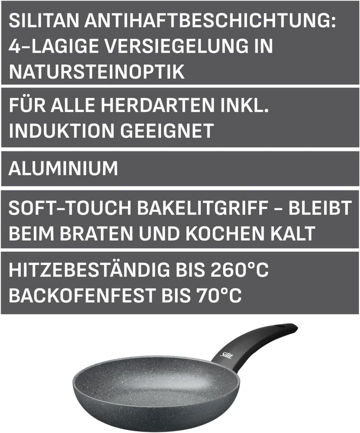 Silit Montano Bratpfanne 20 cm Induktion, Pfanne Aluminium beschichtet, wärmeisolierter Kunststoffgr