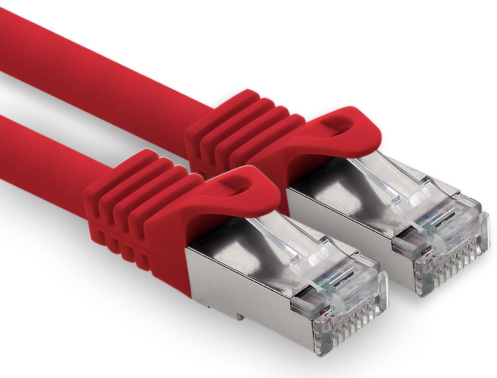 LAN Kabel 20m Cat7 Rot 1x Netzwerkkabel Ethernet RJ45 10 Gbit/s SFTP Patchkabel für Router Modem Swi