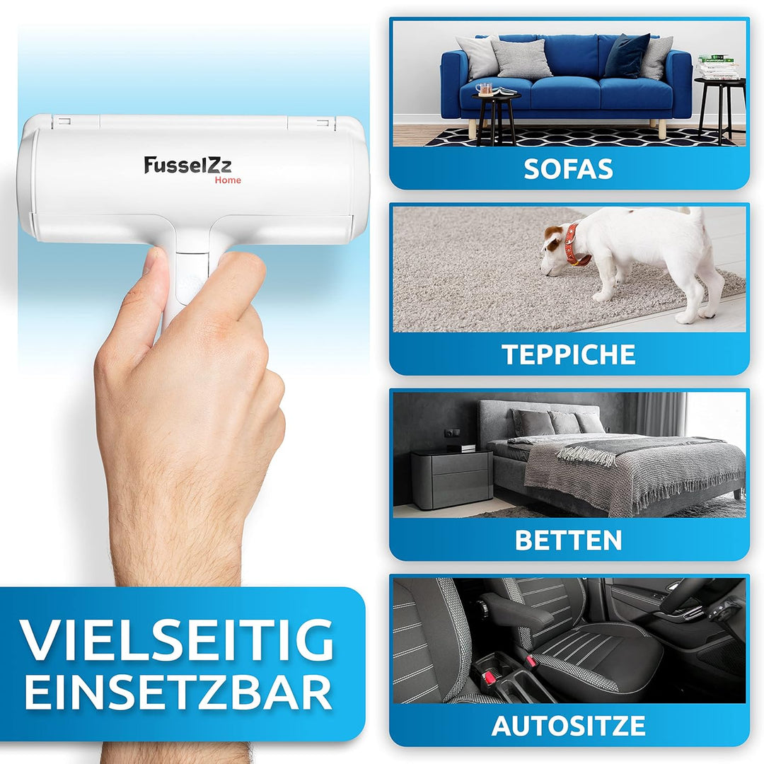 FusselZz® Home Premium Fusselrolle Pink Tierhaare - Selbstreinigender Tierhaarentferner zum Katzenha