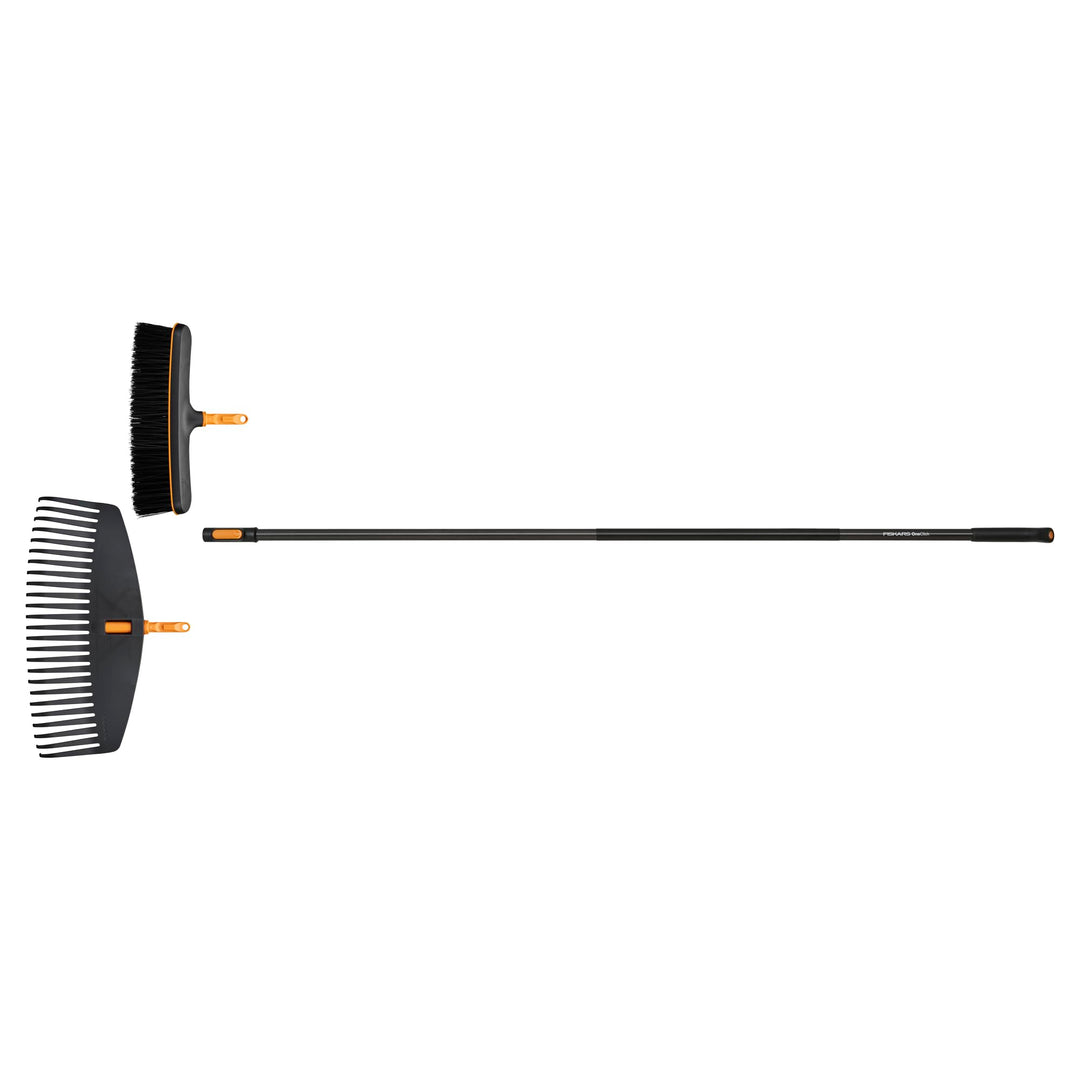Fiskars OneClick Broom + Leaf Rake Set