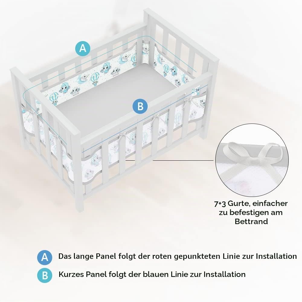 Vicloon Bettumrandung Nestchen, Nestchen für Kinderbetten Kantenschutz Baby Babybett, Atmungsaktive