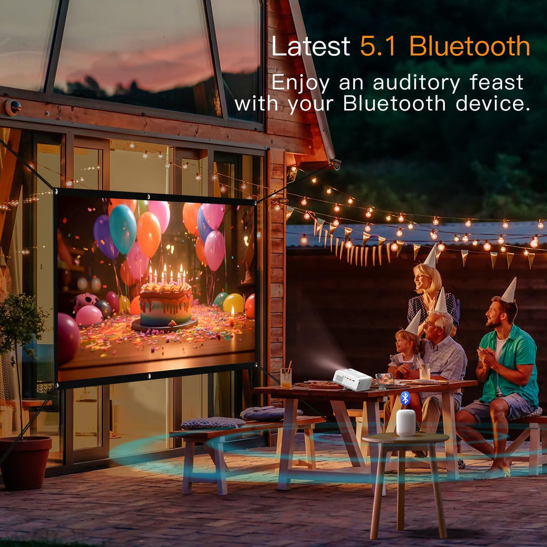 Smart Beamer【Elektrische Keystone 6D/4P】 VOPLLS Elektrische Fokus 25000 Lumen Beamer 4K Unterstützt,