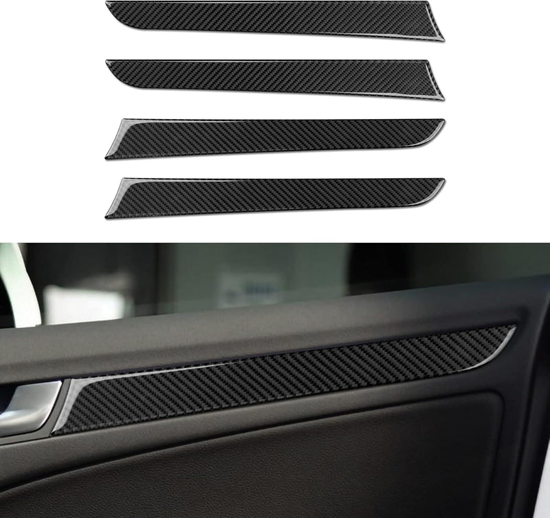 OYDDL 4PCS Kohlfaser Auto Türverkleidung Dekoration Aufkleber Autotür Strip Trim Kompatibel mit Audi