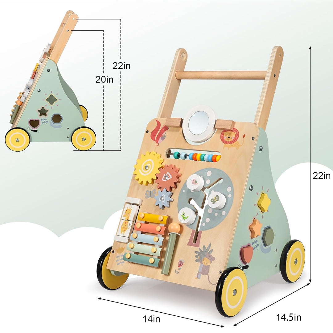 Baby Lauflernwagen Holz, Baby Lauflernhilfe zum Holz, Montessori Spielzeug Multifunktion, Holzspielz