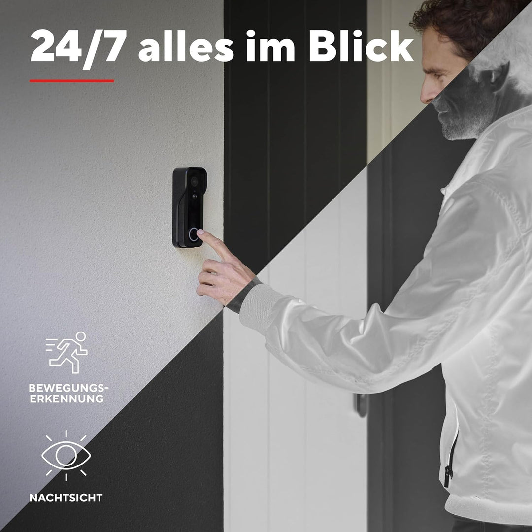 Trust Wi-Fi Video Türklingel mit Chime Kamera 2K HD 3MP Weitwinkel, Smarte Kabellose Video Doorbell