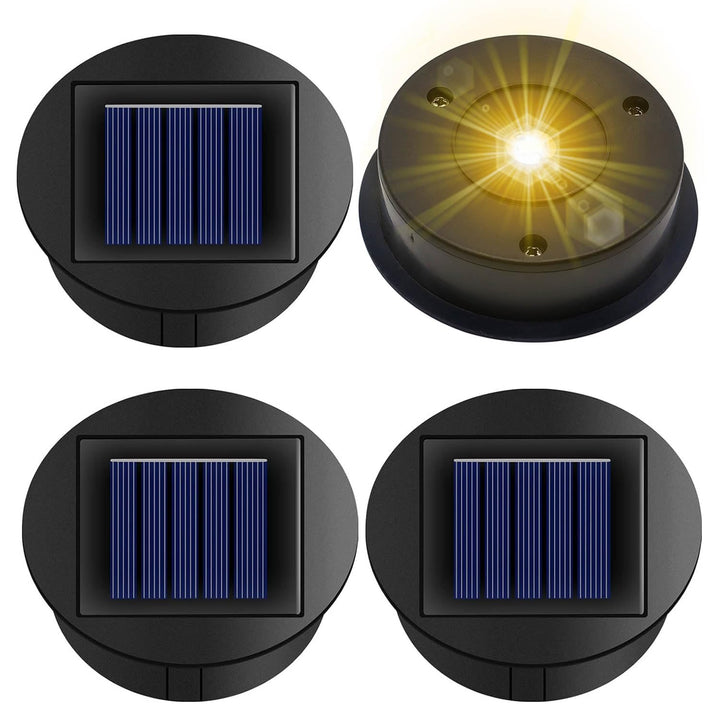 4 Solarleuchten Ersatz Top mit LED Leuchtmitteln,8 cm Solarpanel Laterne Deckel Leuchten Ersatzobert