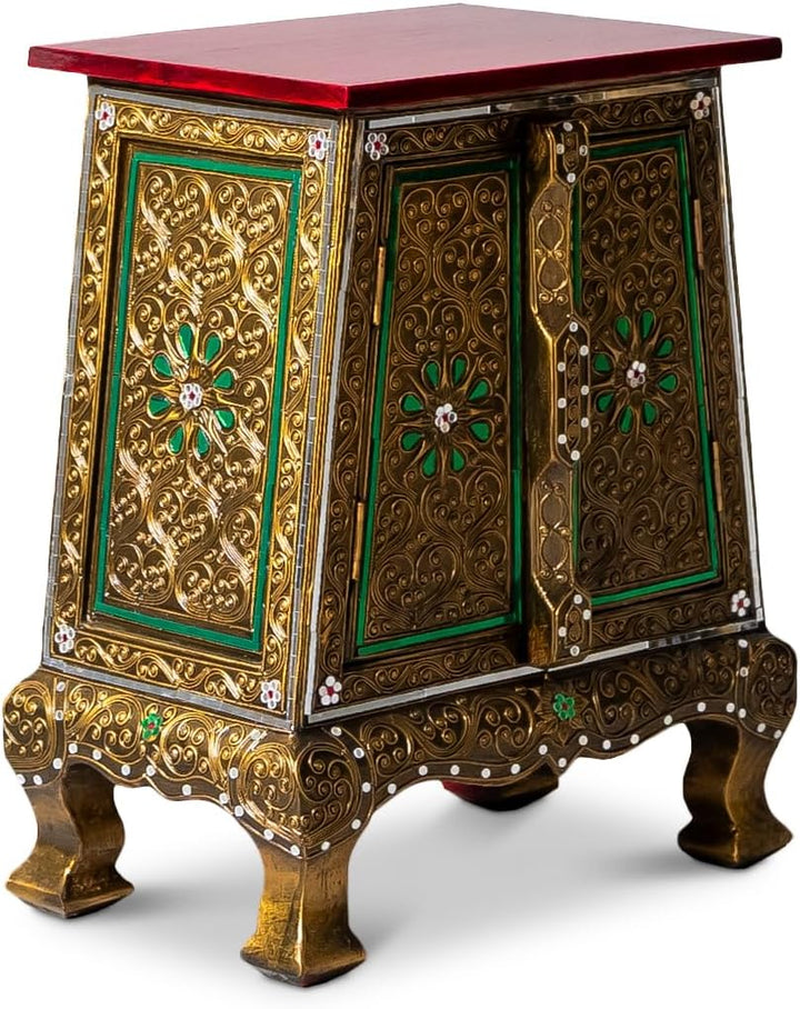 livasia Kleines asiatisches Schränkchen | Asiatischer Glasmosaik-Schrank | Asiatisches Nachtschränkc