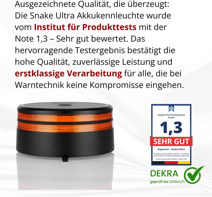 Snake Ultra ECE R65 - Akkukennleuchte von Raptors LED Technik® | Kennleuchte mit Fernbedienung | Sau