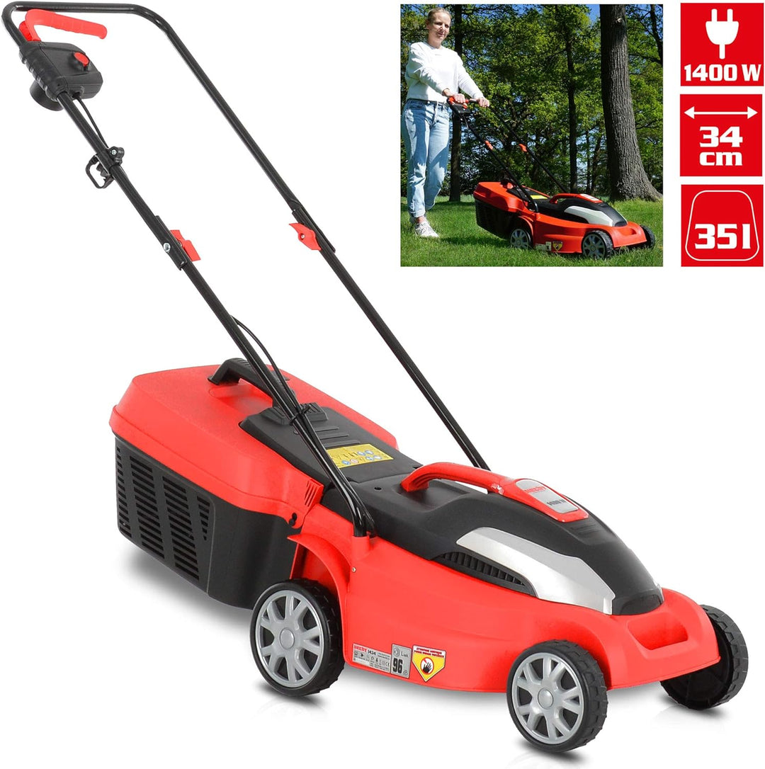 (NEU) HECHT Elektrorasenmäher Mäher mit 1400 Watt Elektro Motor und 34 cm Schnittbreite für schöne g
