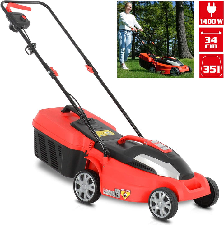 (NEU) HECHT Elektrorasenmäher Mäher mit 1400 Watt Elektro Motor und 34 cm Schnittbreite für schöne g