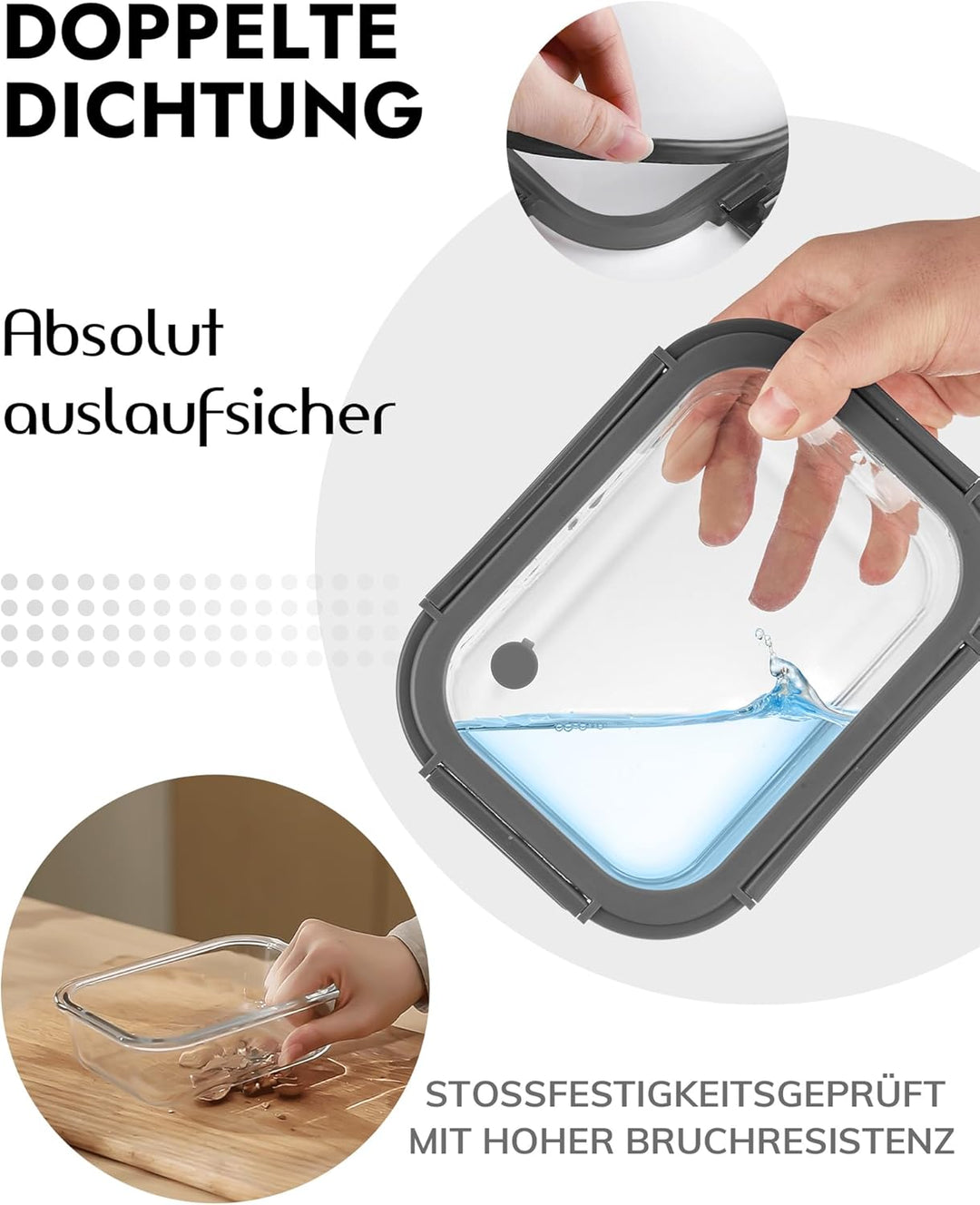Glasbehälter mit Deckel, 10Stück – Luftdichte Frischhaltedosen für Meal Prep, Vorratsdosen für Küche