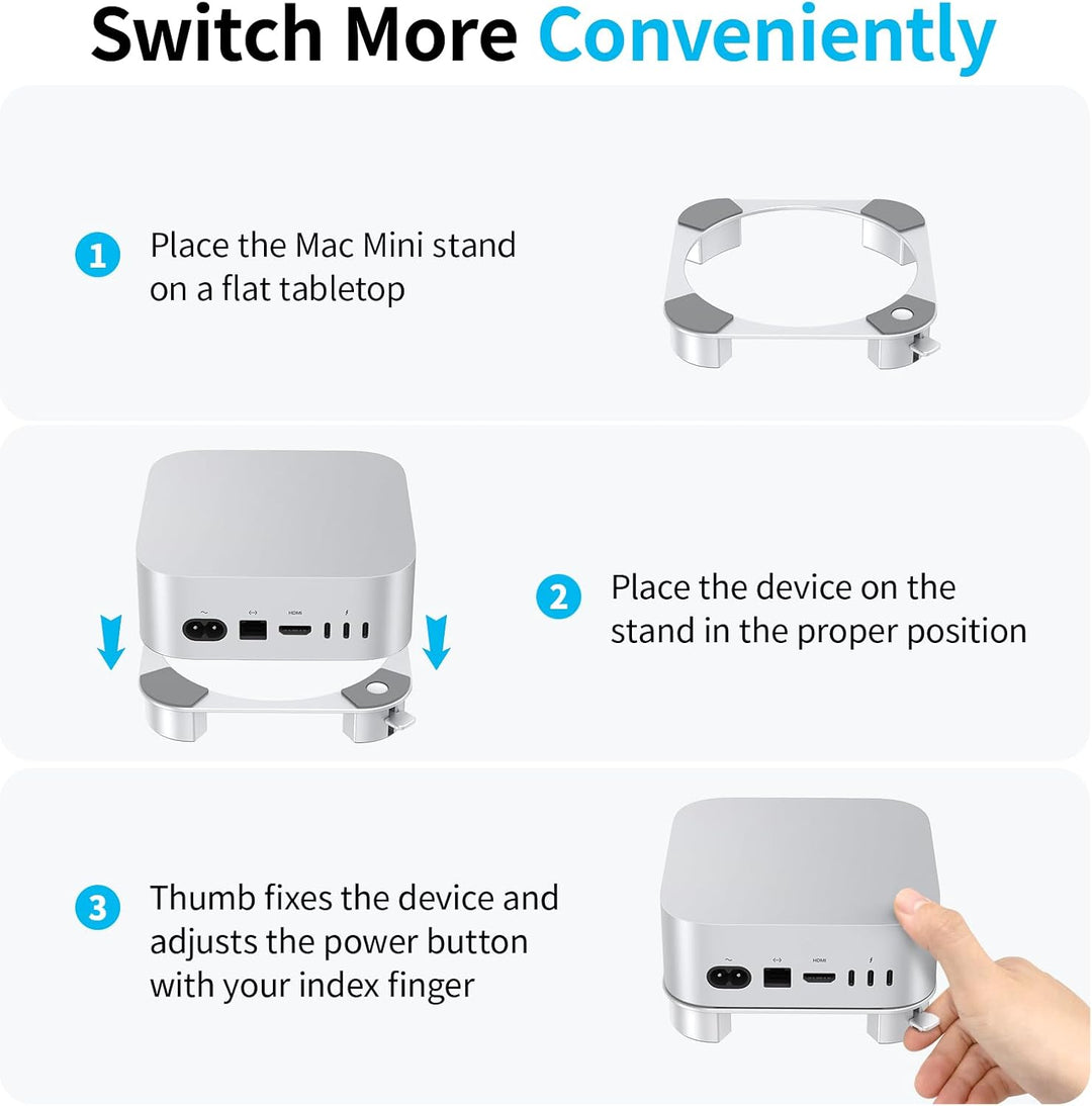 OMOTON Aluminium Ständer für Mac mini M4/M4 Pro, Leicht Erreichbarer Einschaltknopf, Belüftung & Küh