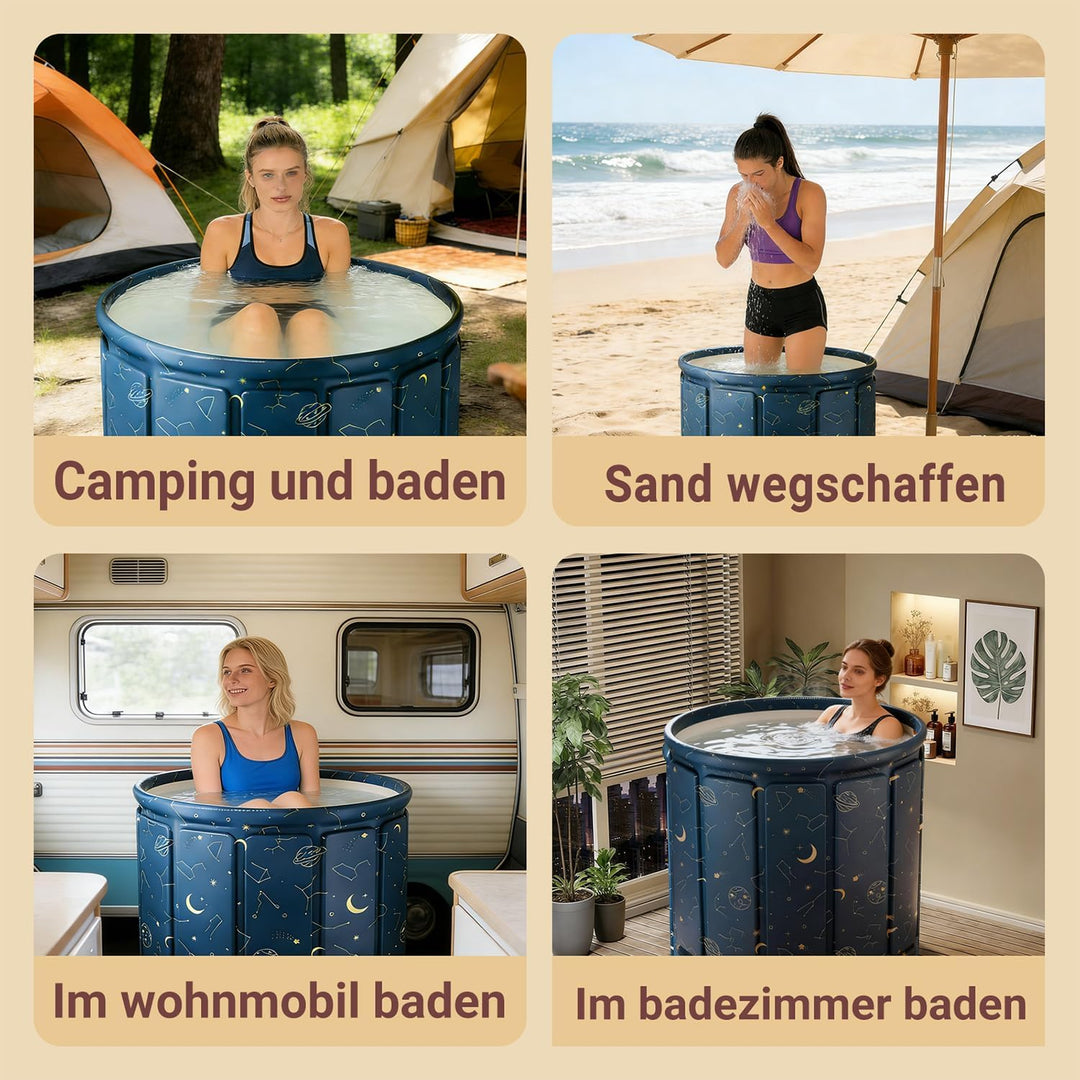 Tragbare Faltbare Badewanne Erwachsene,Rutschfestes Gross Mobile Badewanne Erwachsene,Outdoor Freist