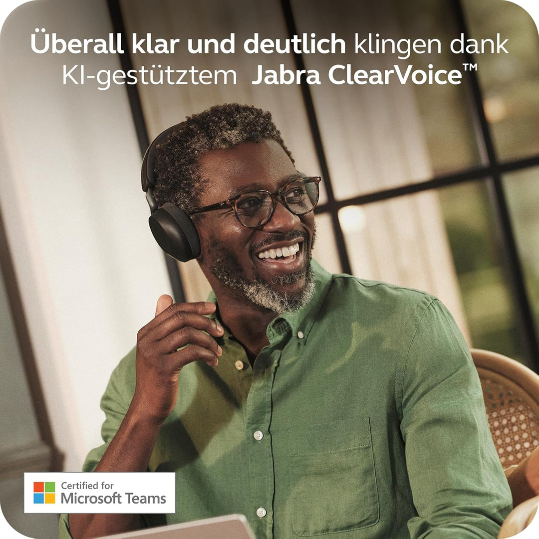 Jabra Evolve3 75 On-Ear Bluetooth Headset kabellos mit Mikrofon für Büro, USB-A, KI-Sprachanruf, Erw