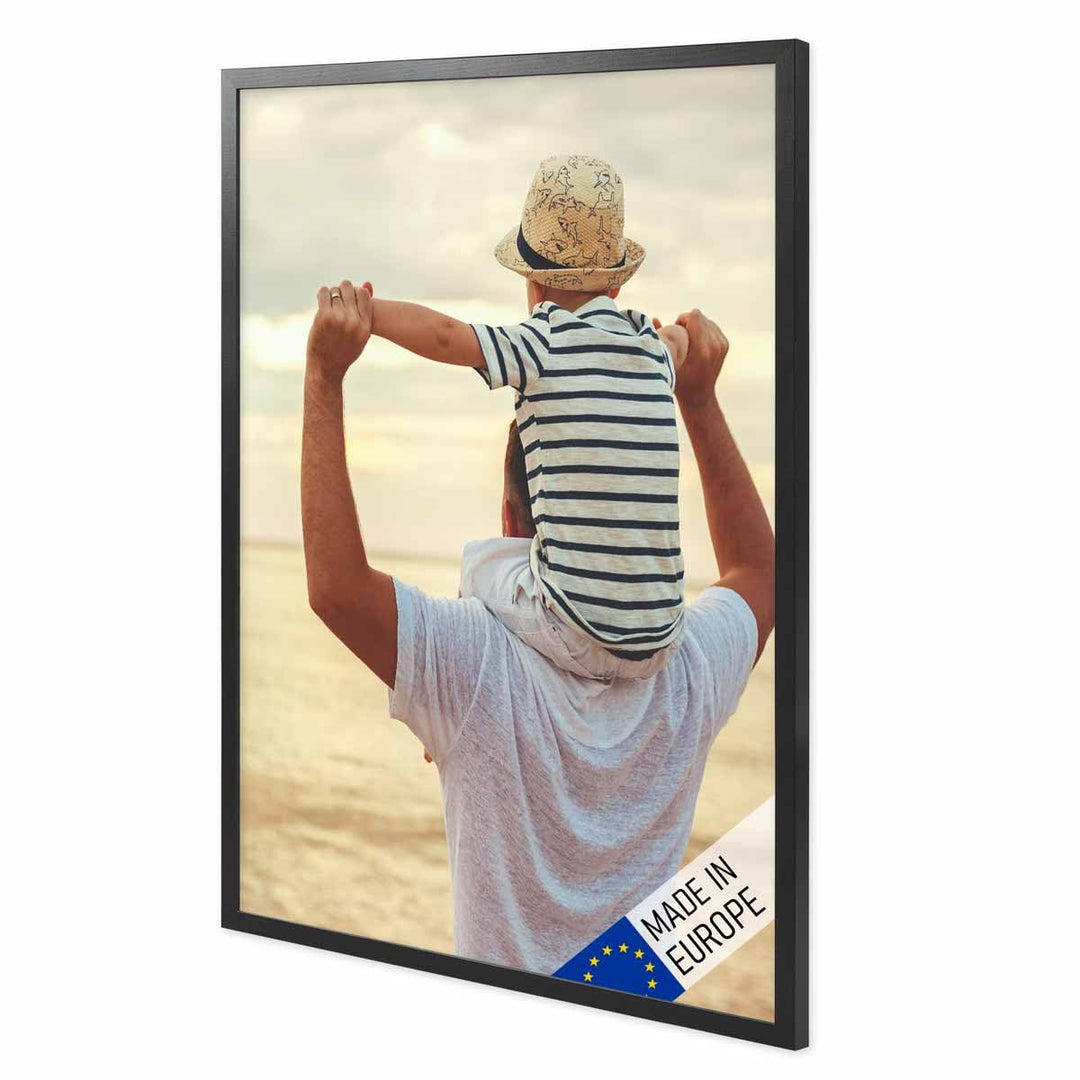 PHOTOLINI Holzrahmen Schwarz 42x59,4 cm / A2 Massivholz mit Acrylglasscheibe | Poster-Bilderrahmen |