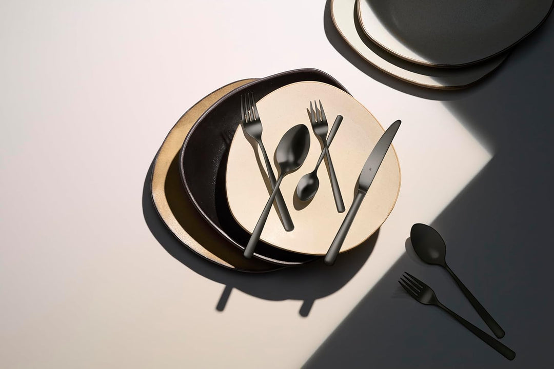 WMF Boston Black Besteckset, 24-teilig, 6 Speisen, Cromargan-Edelstahl mit polierter Oberfläche, spü