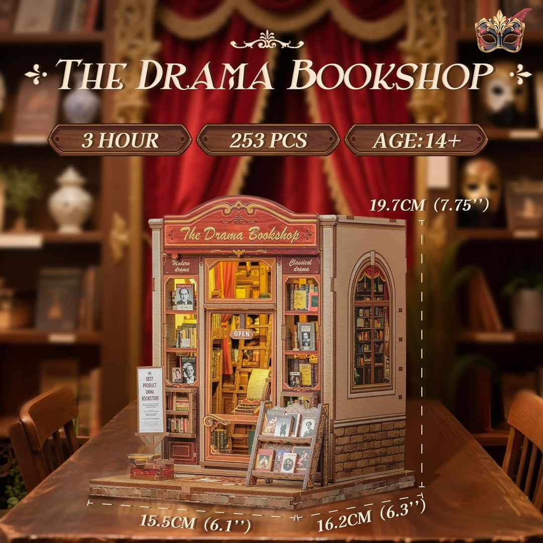 CUTEBEE Book Nook Kit – DIY Puppenhaus, Miniatur Haus Selber Bauen für Erwachsene mit LED Beleuchtun