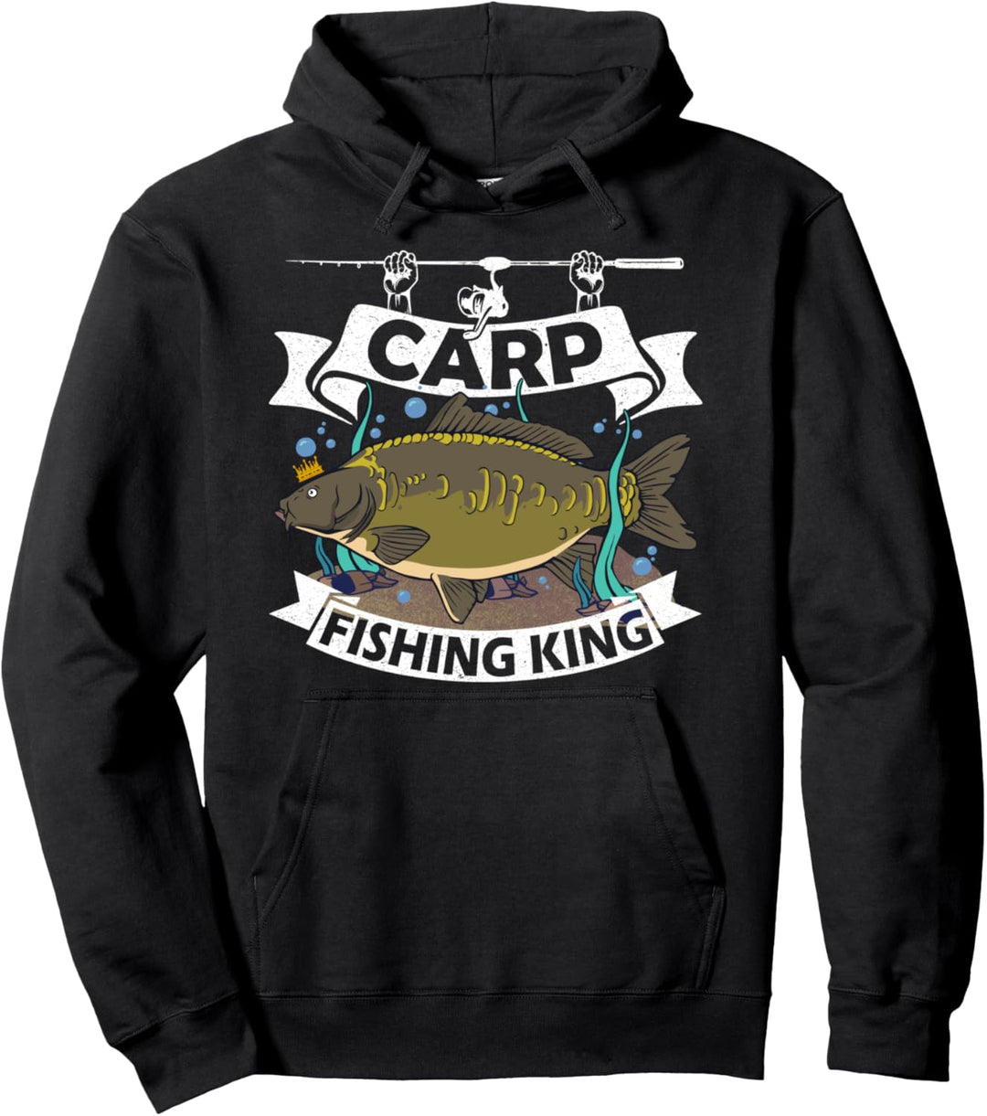 Carp Fishing King Karpfenangler Fisch Angeln Karpfen Angler Pullover Hoodie