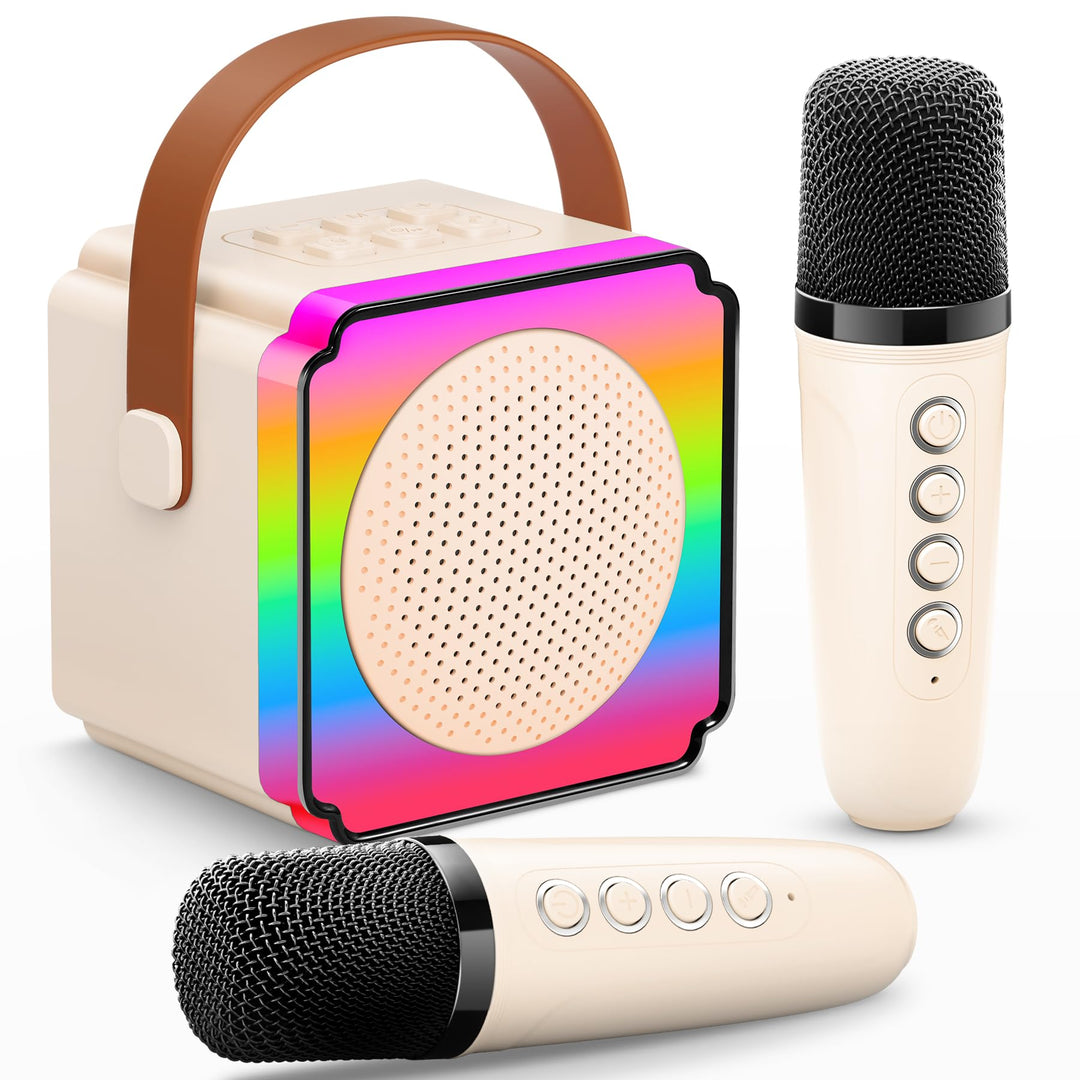 Karaoke Maschine mit 2 Mikrofonen, Geburtstag Geschenk für Kinder ab 3 Jahre, Karaoke Maschine Kinde