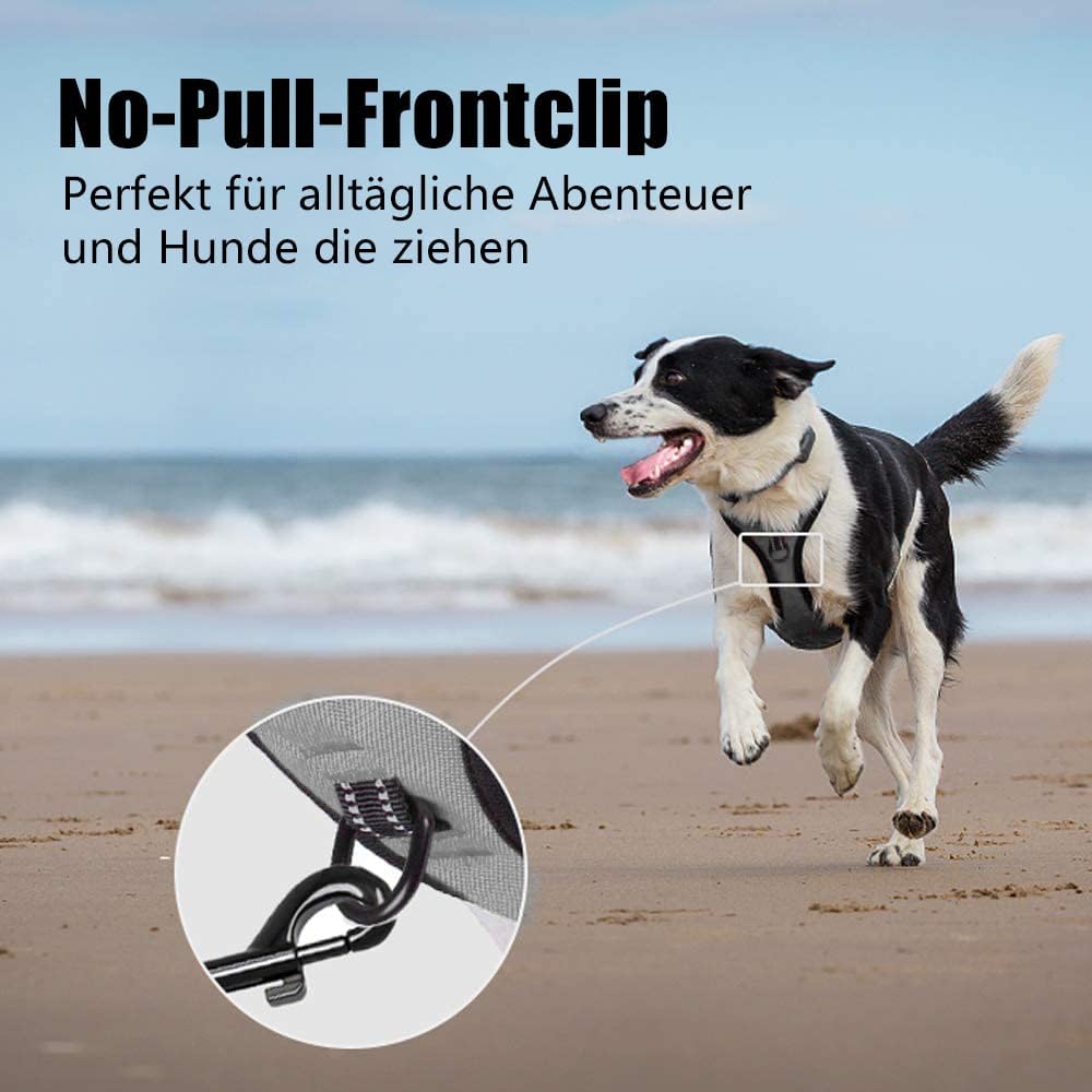 PoyPet No Pull Hundegeschirr, reflektierendes Westengeschirr mit 2 Leinenbefestigungen und einfachem