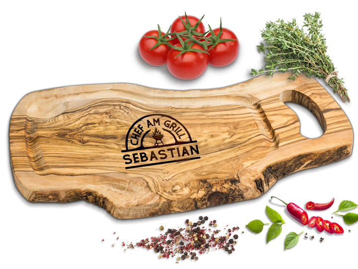 ROZTFYR Grillbrett Personalisiert | Schneidebrett Olivenholz | Männergeschenk Geburtstag | Grill Ges