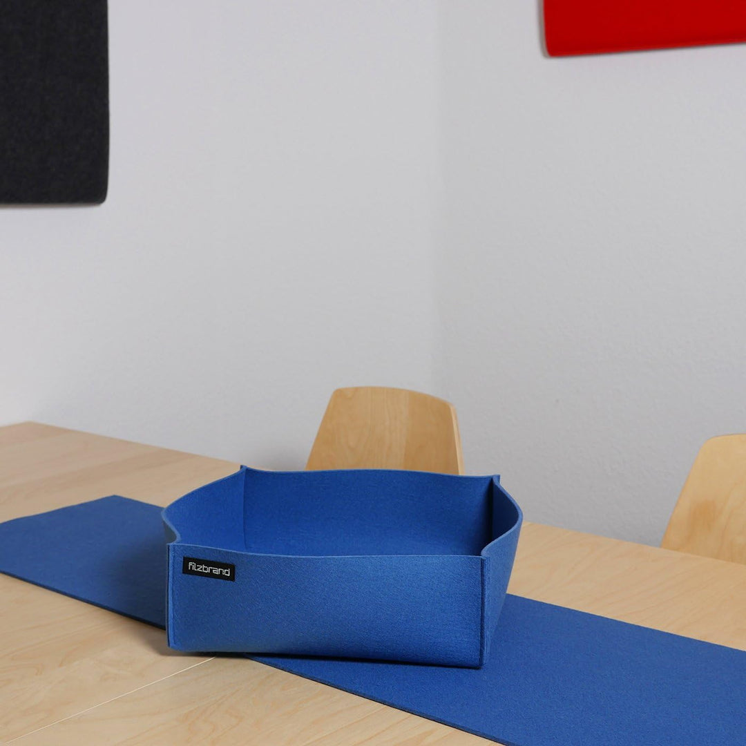 Dekoschale / Korb aus Designfilz von filzbrand, gross, mittelblau, Mittelblau