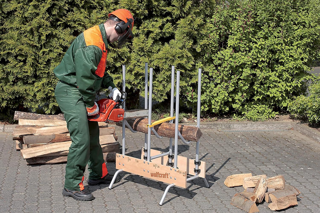 wolfcraft Sägebock 5121000 - zusammenklappbar / Robuster & stabiler Holzbock zum schnellen Zuschneid