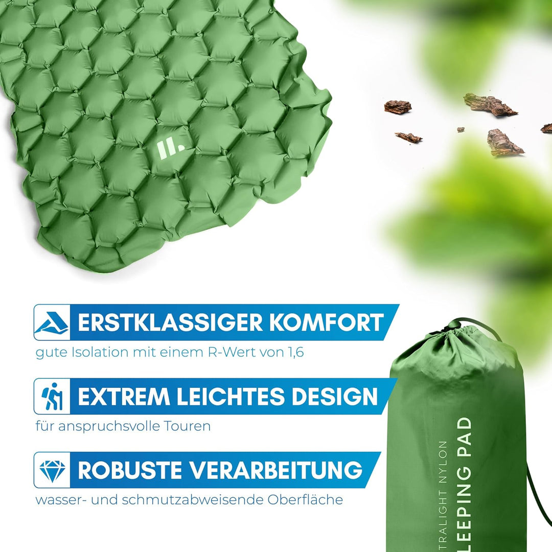 NORDMUT® Isomatte Outdoor [mit Reparaturset] Isomatte Camping | Isomatte Ultraleicht für Wandern, Ou